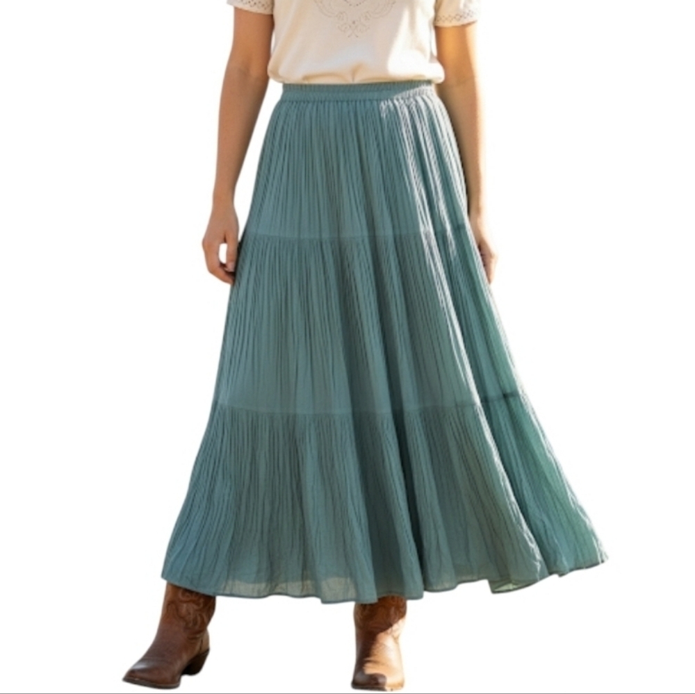 Double D Ranch Wear Tiered Teal Maxi Skirt
